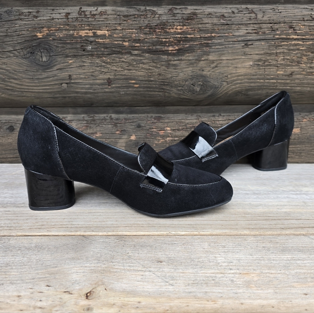 Clarks Un Cosmo Way Modern Preppy Minimalist Block Heel Comfort Loafer Pump 9M - Picture 5 of 15